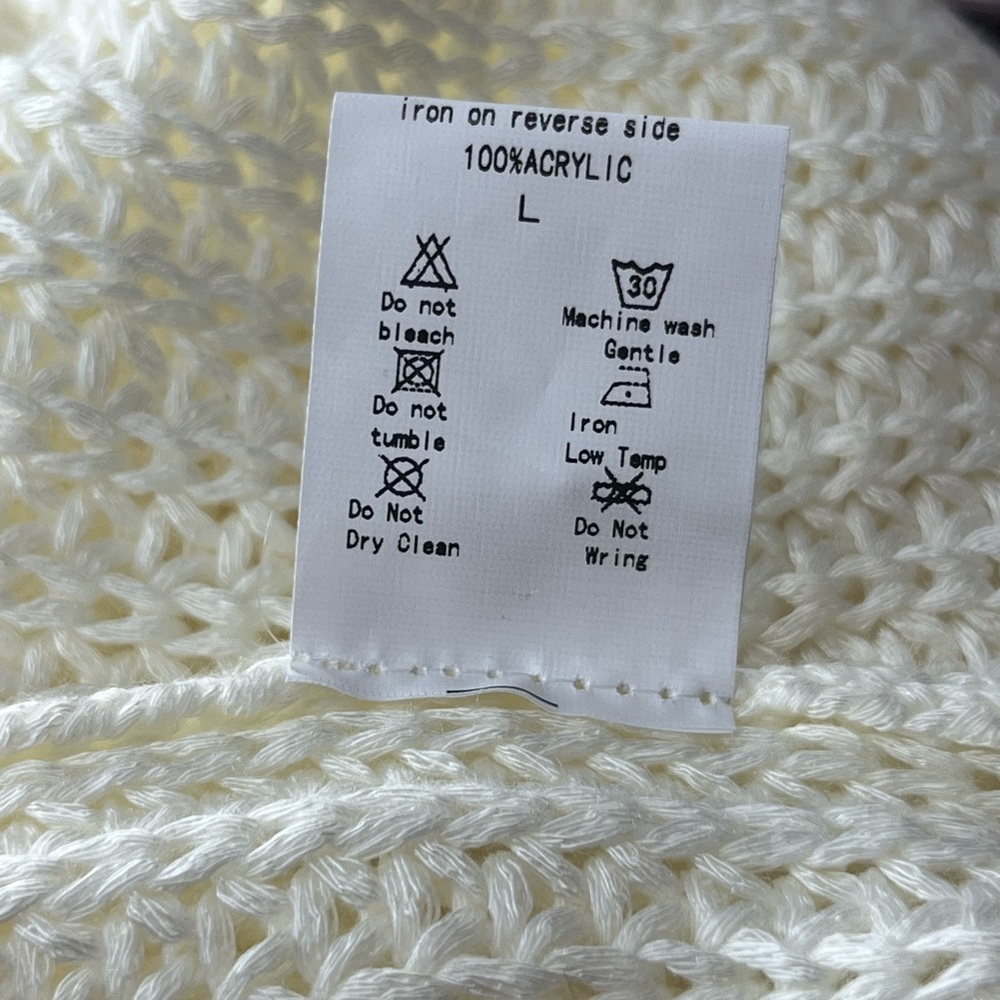 Wanna B Me Crochet Sleeve Knit Sweater Cream Large Bohemian - Picture 5 of 12